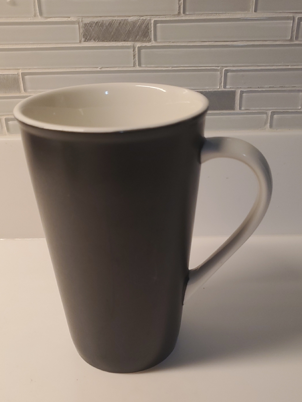 Starbucks Gray and White Tall Ceramic Coffee Mug